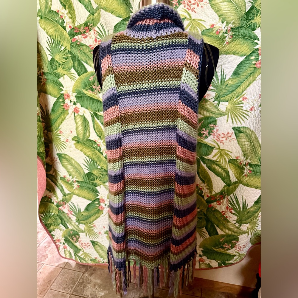 BLUE B 🌸 SPRINGY Super Soft Extra Stretch Rainbow Pastel Long Sweater w/ Fringe
